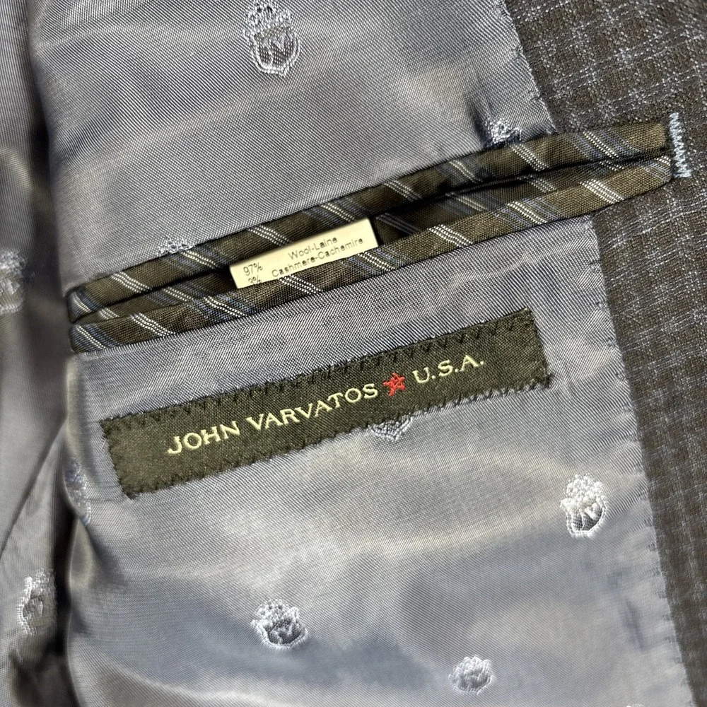 JOHN VARVATOS Blazer Blue Micro Check Plaid Sport Coat Jacket - US 38‎ S